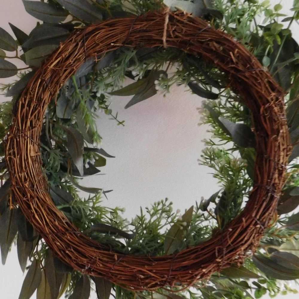 Neutral Greenery Wreath‎ with Spring Summer Dusty Miller Housewarming Gift